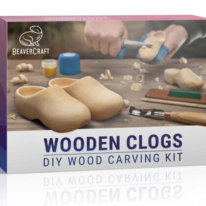 Dárková vyřezávací sada BeaverCraft DIY10 Dřeváky- Wooden Clogs Carving Kit