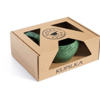 Kupilka dárková sada KUKSA 210 ml + talíř + čajová lžička - Conifer (GREEN)