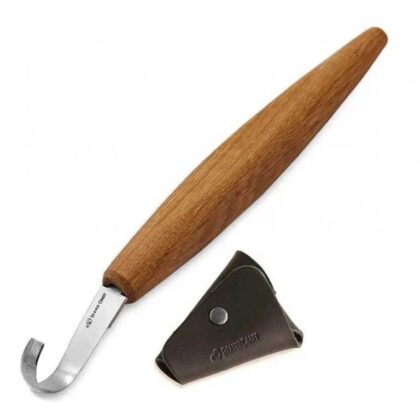 Lžičkový nůž BeaverCraft SK5S - Spoon Carving Knife Deep Cut Bevels Oak Handle with leather sheath