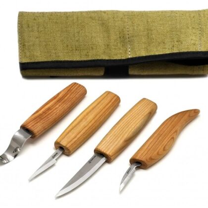 Řezbářský set BeaverCraft S09 - sada 4 nožů v rolovacím obalu