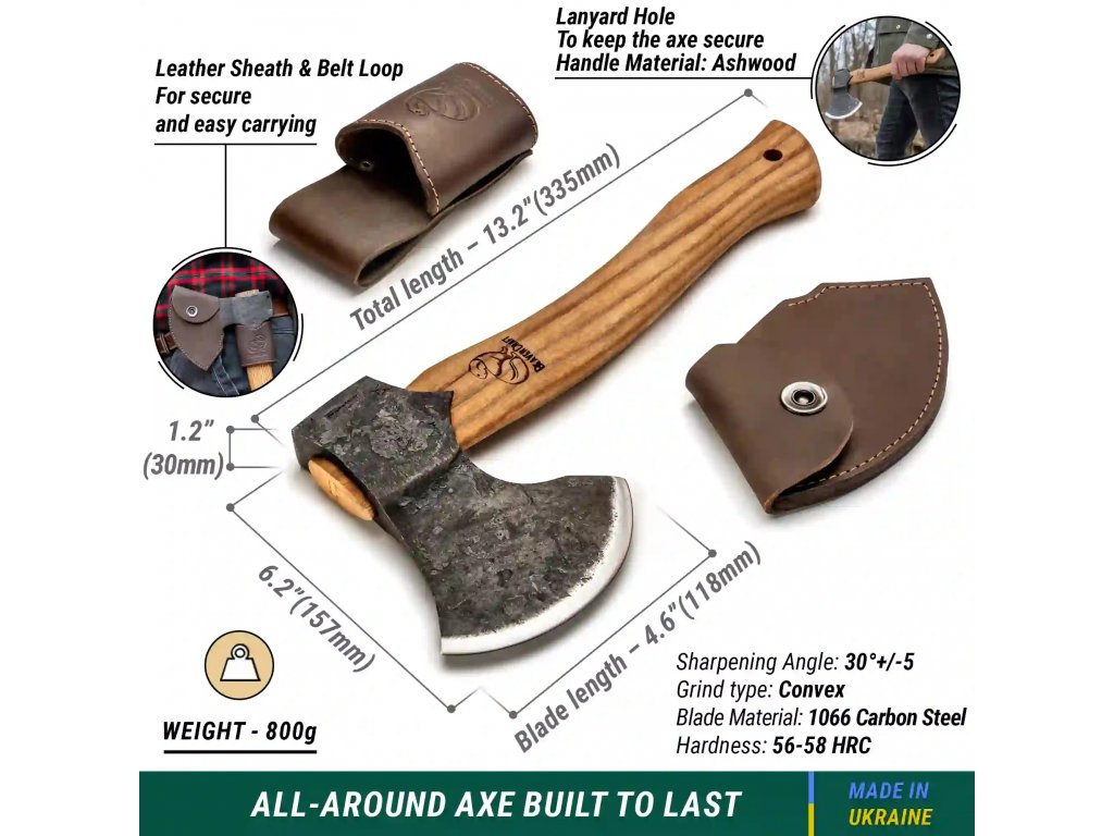Sekera BeaverCraft Bushcraft Splitting Axe AX3 - 800g – Obrázok 2